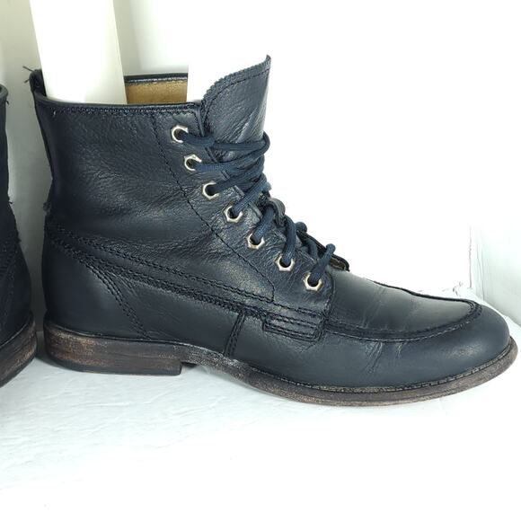 Frye women’s Phillip US 7,5 B Black leather Lace-Up Ankle Combat Boots booties - Picture 5 of 16